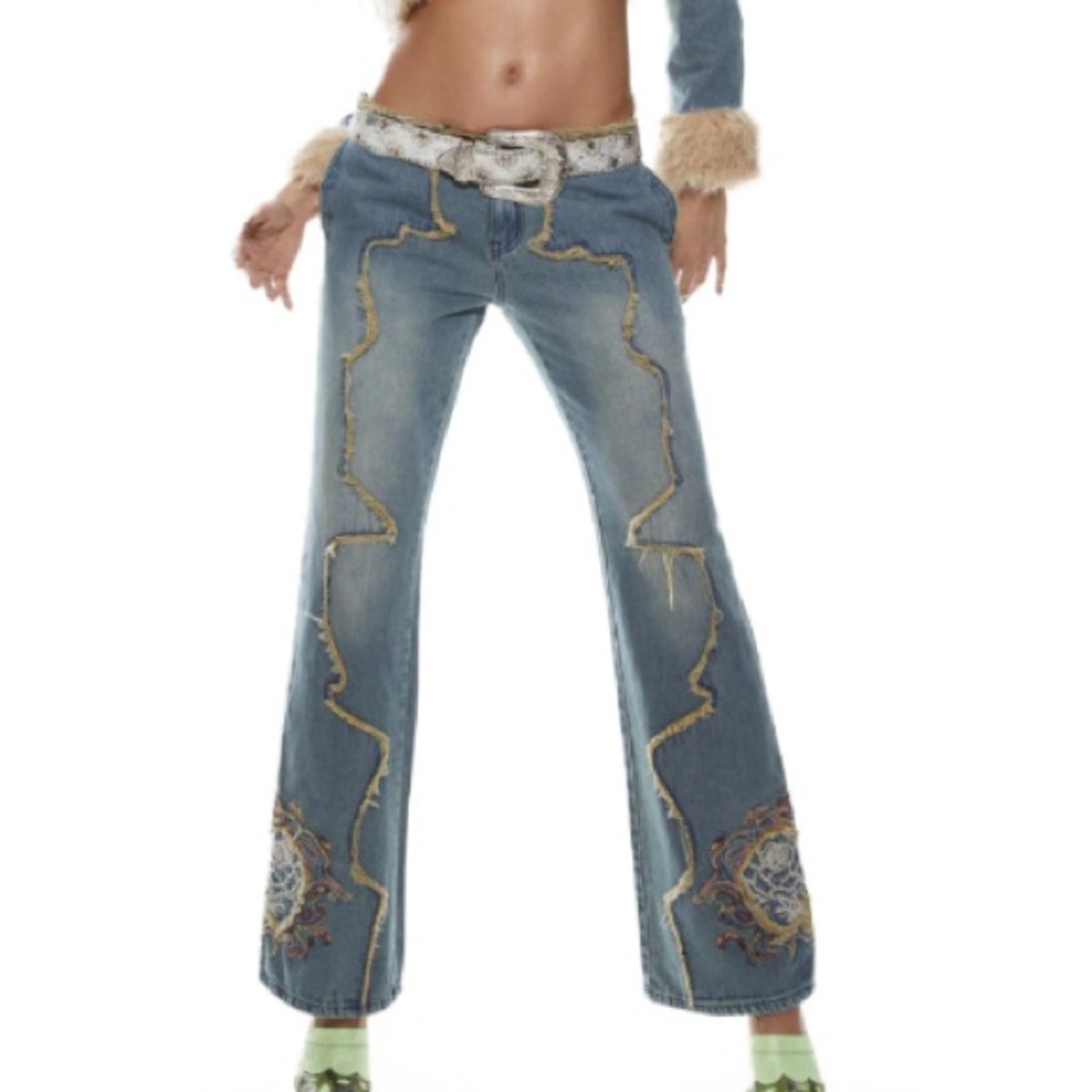 (SOLD ON DEPOP) Jaded London Crimson Rose Embroidered Jeans
